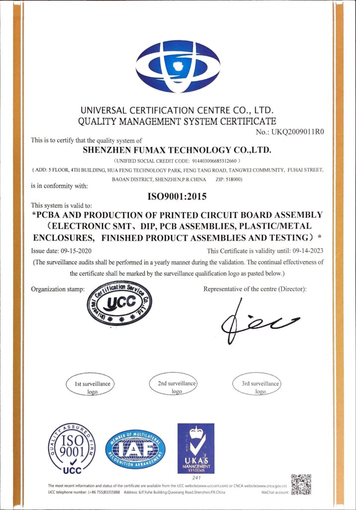 Fumax ISO9001-Zertifizierung
